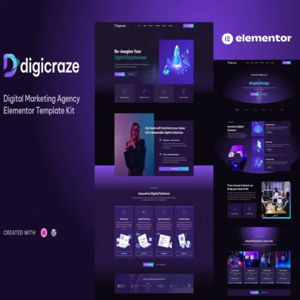 Digicraze - Digital Marketing Agency Elementor Pro Template Kit