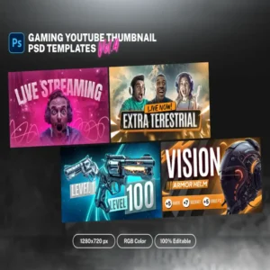 Gaming Youtube Thumbnail Templates vol 4